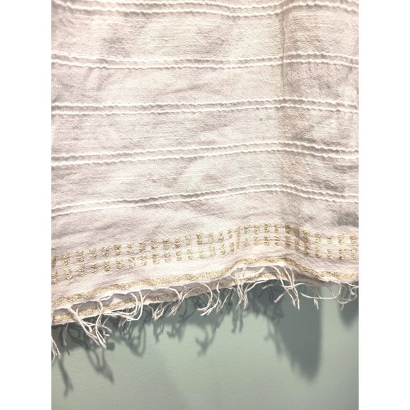 NWOT Lemlem White Gold Accent Long Sleeve Lightweight Elastic Tie Neckline Sz S - Picture 4 of 7